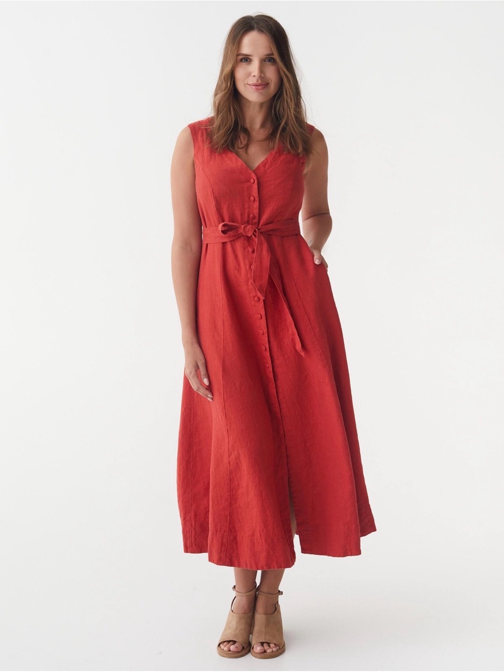 Magic Linen sleeveless linen Acadia dress